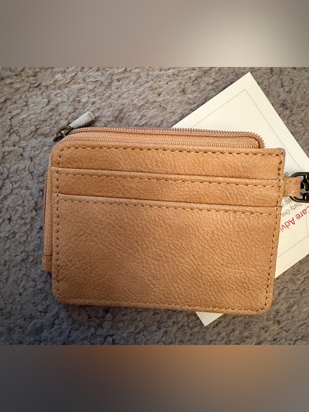 thirty-one Small Zip Card Wallet in Tan Leather